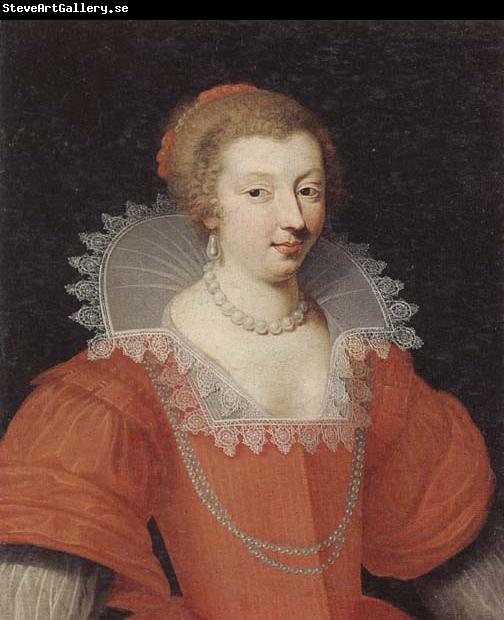 unknow artist Portrait of a lady,half length,dressed in red and wearing pearls